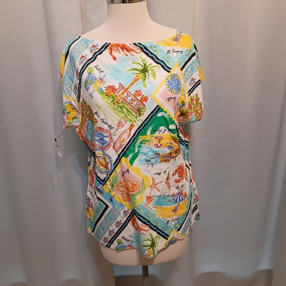 Talbots Tops - Talbots Colorful Beach Theme Short Sleeve Tee